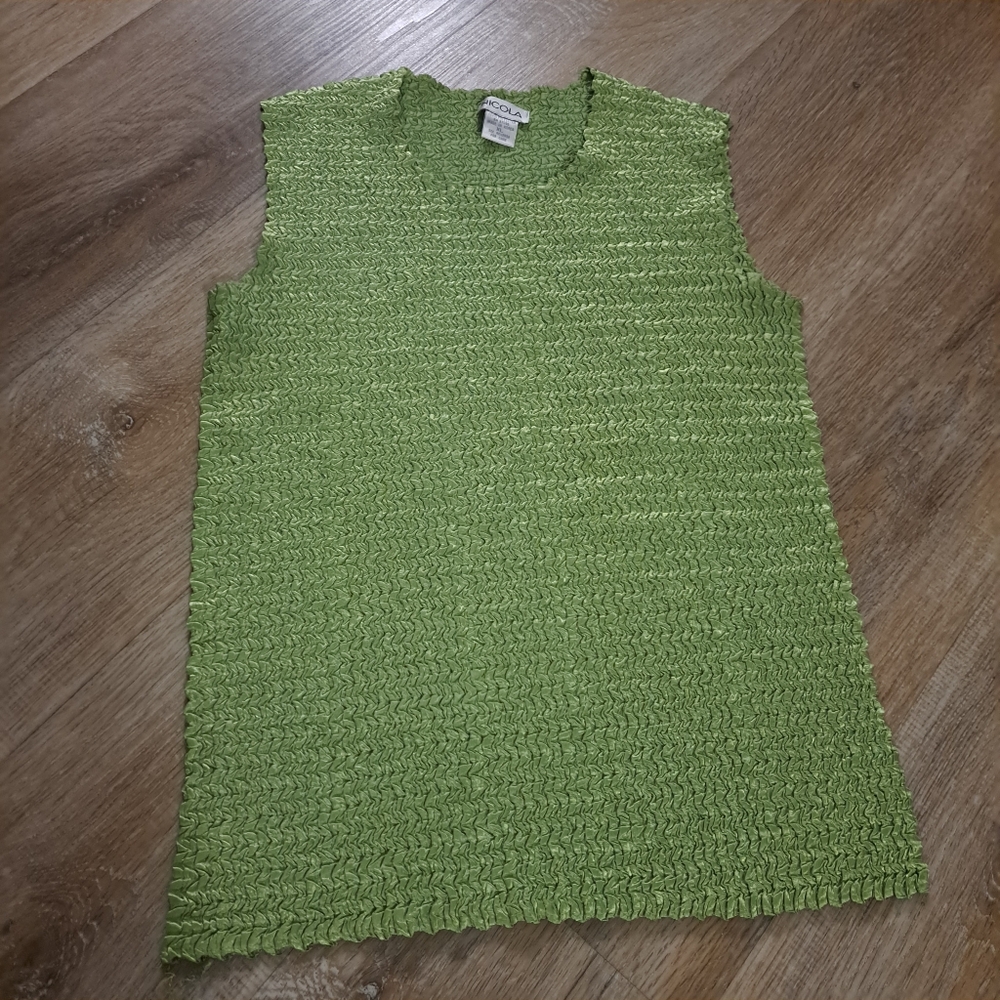 Nicola Lime Green Chartreuse Popcorn Top Shortsleeves Women’s Size XL NWOT